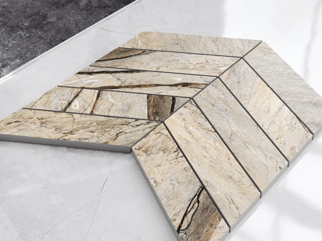 Mosaico de gres en red para baño o cocina 24.6 cm x 25.2 cm - Pino mármol