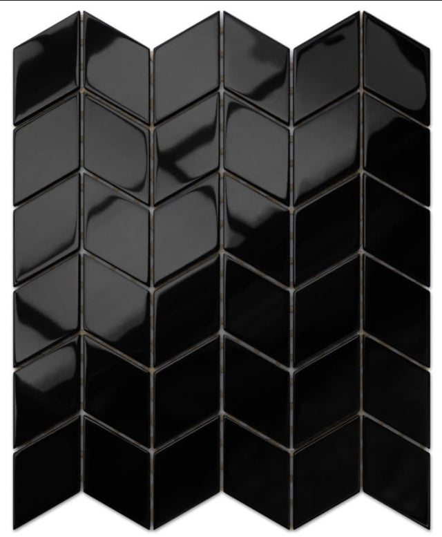 Glass mosaic on mesh for bathroom or kitchen 26.5 cm x 30.5 cm - Black puma