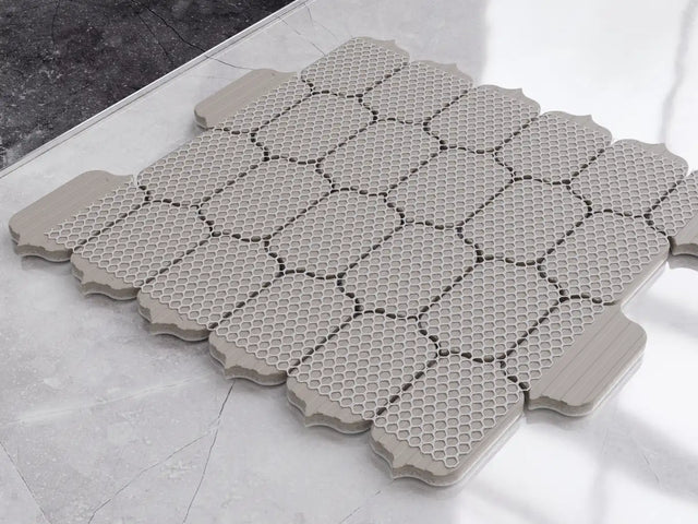 Ceramic mosaic on mesh for bathroom or kitchen 27.5 cm x 25.8 cm - White lantern