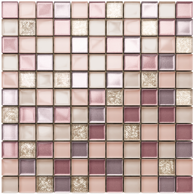 Mosaico su rete in vetro per bagno o cucina 30 x 30 cm - Flamingo