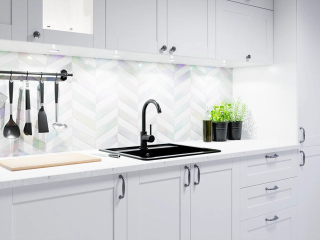 Ceramic mosaic on mesh for bathroom or kitchen 31.6 cm x 21.5 cm -Marble spruce