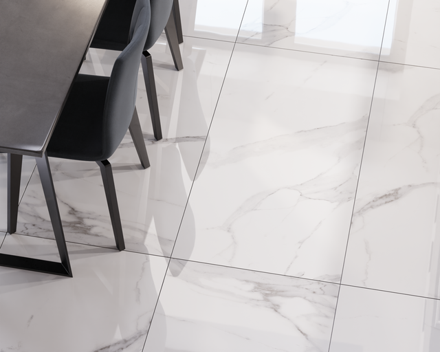 Piastrella rettificata per pavimento o parete interna 60 cm x 120 cm - Swiss White Grey