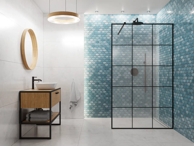 Mosaico in ceramica su rete per bagno o cucina 30.0 cm x 26.5 cm - Blue plum