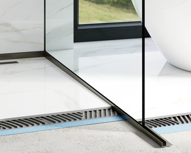 LPSL glass profile for shower and left floor, satin black