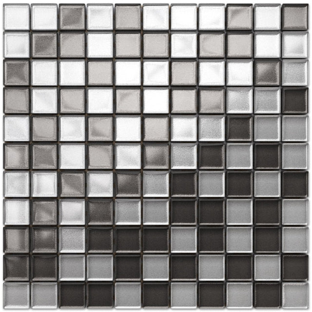 Mosaico in vetro su rete per bagno o cucina 30 cm x 30 cm - Grey Graphite