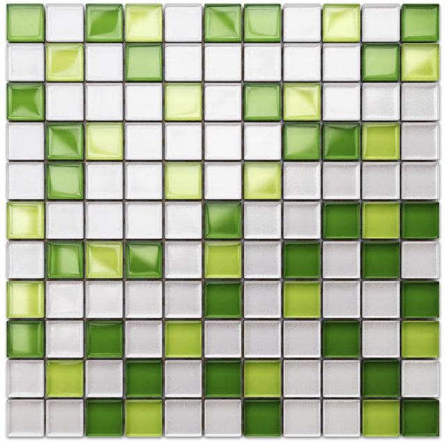 Mosaico in vetro su rete per bagno o cucina 30 cm x 30 cm - Apple Marshmallow