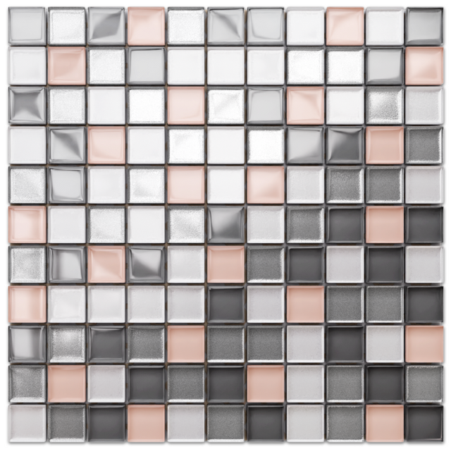 Mosaico in vetro su rete per bagno o cucina 30 cm x 30 cm - Little Flamingo