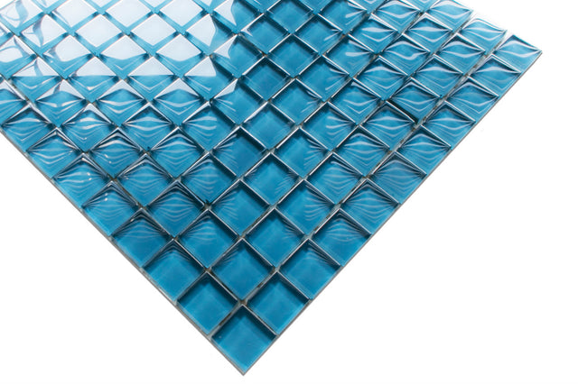 Glass mosaic on mesh for bathroom or kitchen 30 x 30 cm - Sapphire seas