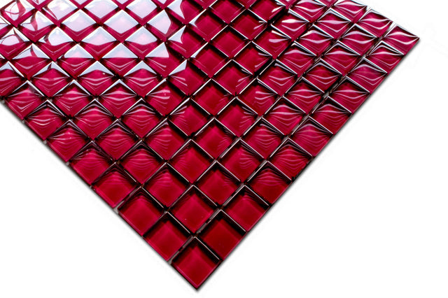 Mosaico in vetro su rete per bagno o cucina 30 x 30 cm - Red passion