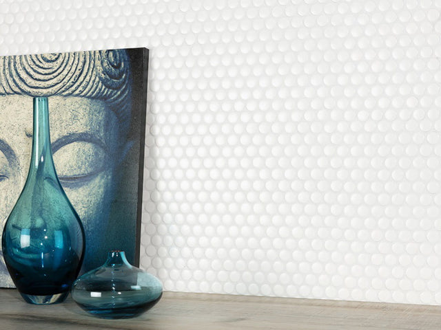 Mosaico in ceramica su rete per bagno o cucina 29.3 x 31.7 cm - Snowballs