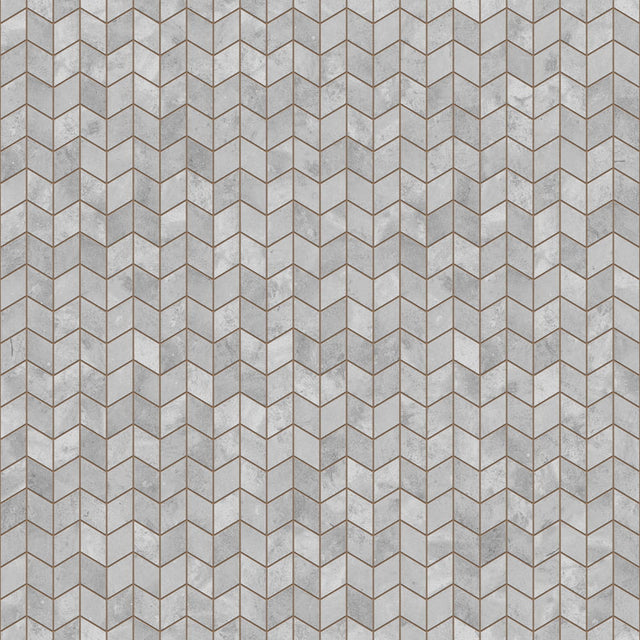 Mosaico in gres su rete per bagno o cucina 26.5 cm x 30.5 cm - Grey wood chevron