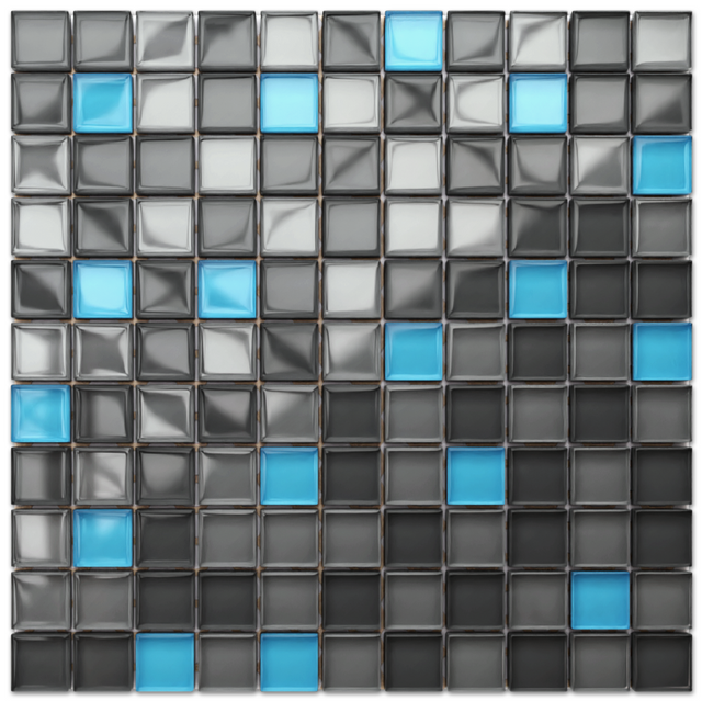 Mosaico in vetro su rete per  bagno o cucina  30 cm x 30 cm - Minecraft Diamond