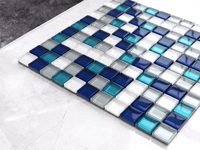 Mosaico in vetro su rete per bagno o cucina 30 x 30 cm - Topaz