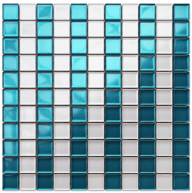 Mosaico in vetro su rete per bagno o cucina 30 cm x 30 cm - Blue stripes