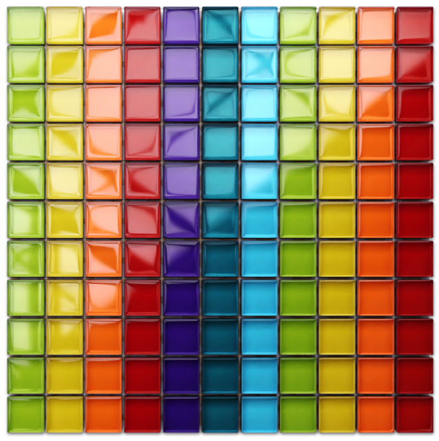 Mosaico in vetro su rete per bagno o cucina 30 cm x 30 cm - Rainbow river