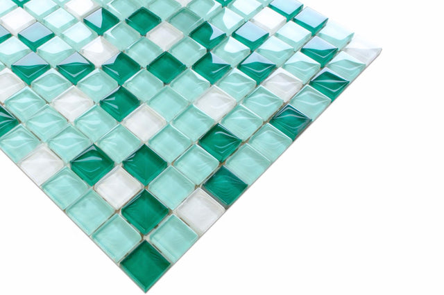 Mosaïque en verre sur filet pour salle de bain ou cuisine 30 x 30 cm - Givre d'hiver