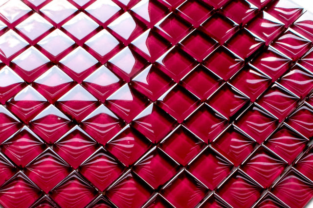 Mosaico in vetro su rete per bagno o cucina 30 x 30 cm - Red passion