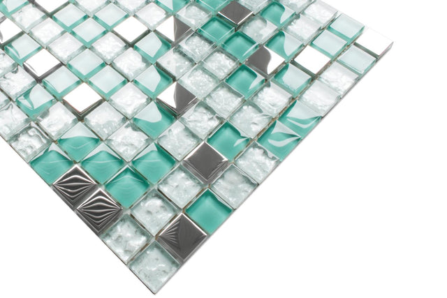 Mosaico in vetro su rete per bagno o cucina 30 cm x 30 cm - Allende