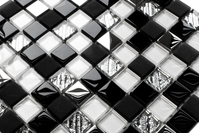 Mosaico in vetro su rete per bagno o cucina 30 cm x 30 cm - Chaos