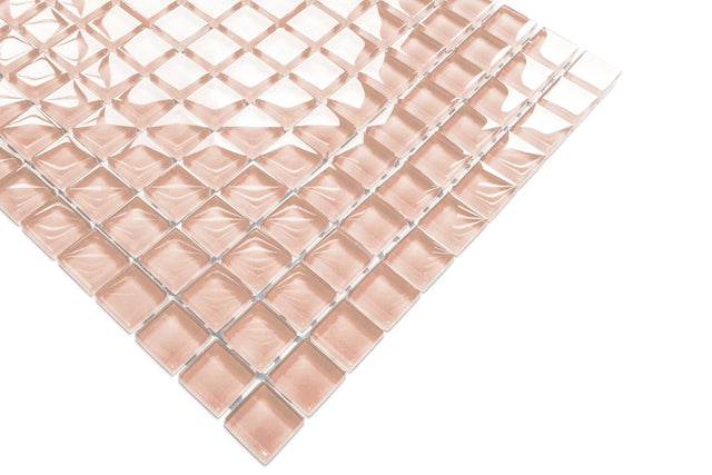 Mosaico in vetro su rete per bagno o cucina 30 cm x 30 cm -  Salmon