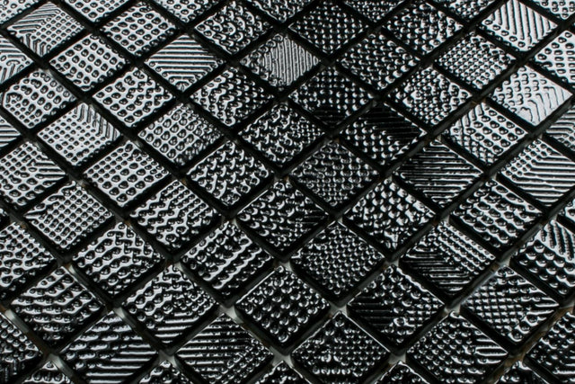 Mosaico in vetro su rete per bagno o cucina 30 cm x 30 cm - Black lace