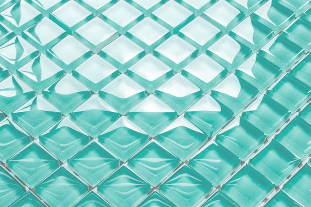 Mosaico in vetro su rete per bagno o cucina 30 x 30 cm - Turquoise