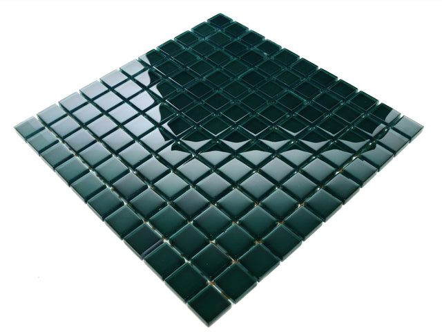 Mosaico in vetro su rete per bagno o cucina 30 cm x 30 cm - Green ice