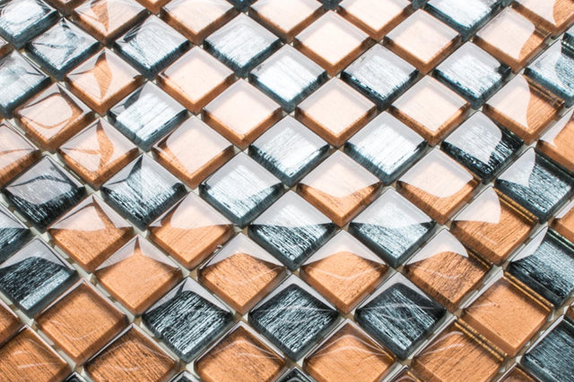 Mosaico in vetro su rete per bagno o cucina 30 x 30 cm - Wild stripes