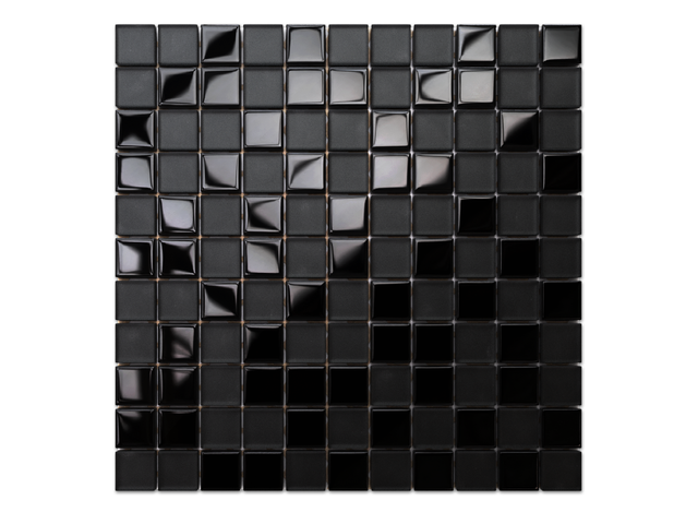 Mosaico in vetro su rete per bagno o cucina 30 cm x 30 cm - Black obsidian