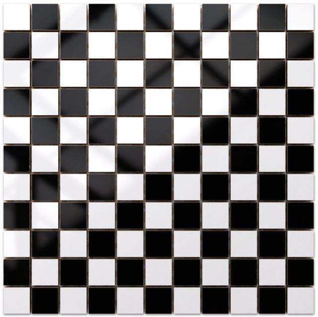 Mosaico in ceramica su rete per bagno o cucina 30 cm x 30 cm - Chess Game