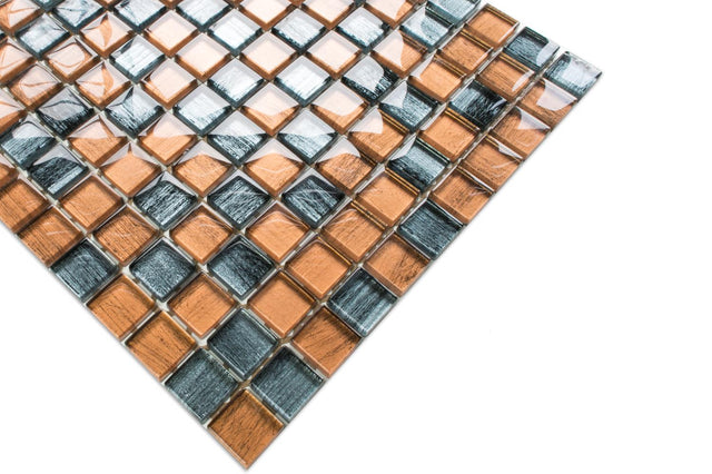 Mosaico in vetro su rete per bagno o cucina 30 x 30 cm - Wild stripes