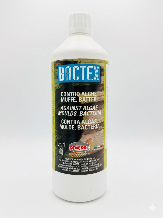 Detergente professionale per la rimozione di muffe e umidità da superfici lapidee - Bactex