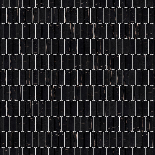 Ceramic mosaic on mesh for bathroom or kitchen 29.7 cm x 28.8 cm - Caotic black