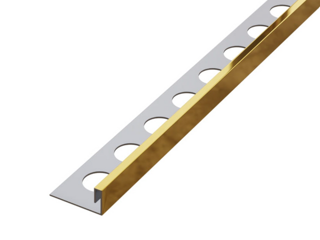 Rectified JS decorative corner profile in polished gold stainless steel