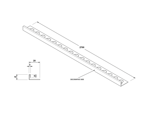 Profil décoratif en acier inoxydable cuivré satiné rectifié en JS angulaire