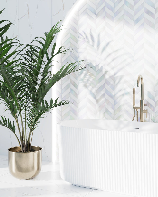 Ceramic mosaic on mesh for bathroom or kitchen 31.6 cm x 21.5 cm -Marble spruce