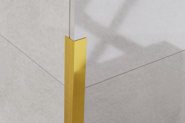 Decorative L corner profile in satin gold stainless steel