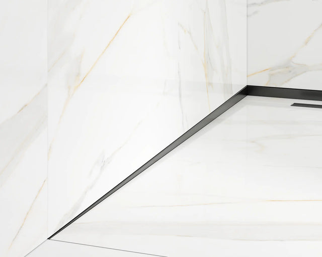 Profilo doccia LSL muro destro in acciaio inossidabile nero opaco, RAL 9005