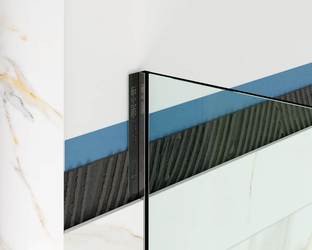 Profilo doccia fissaggio vetro a muro in acciaio inossidabile nero lucido