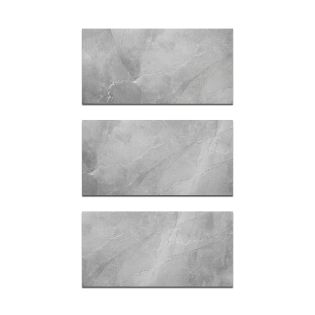 Rectified tile for internal floor or wall 60 cm x 120 cm - Leza grey glossy