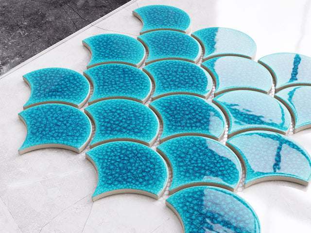 Mosaico in ceramica su rete per bagno o cucina 28.5 cm x 29.0 cm - Adriatic wave