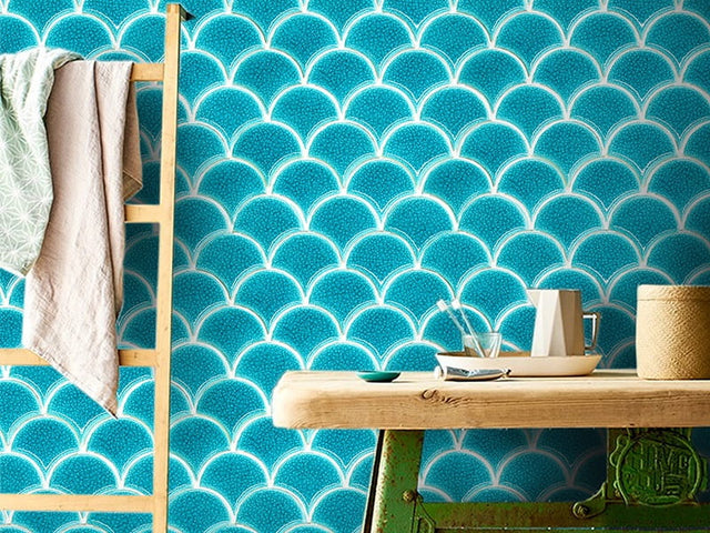 Mosaico in ceramica su rete per bagno o cucina 28.5 x 29.0 cm - Adriatic wave