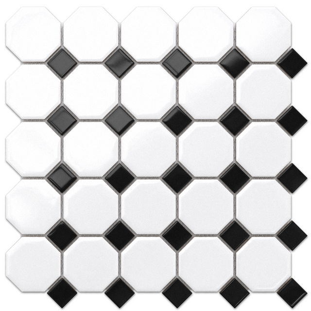 Ceramic mosaic on mesh for bathroom or kitchen 29.3 cm x 29.3 cm - Octagon Castle