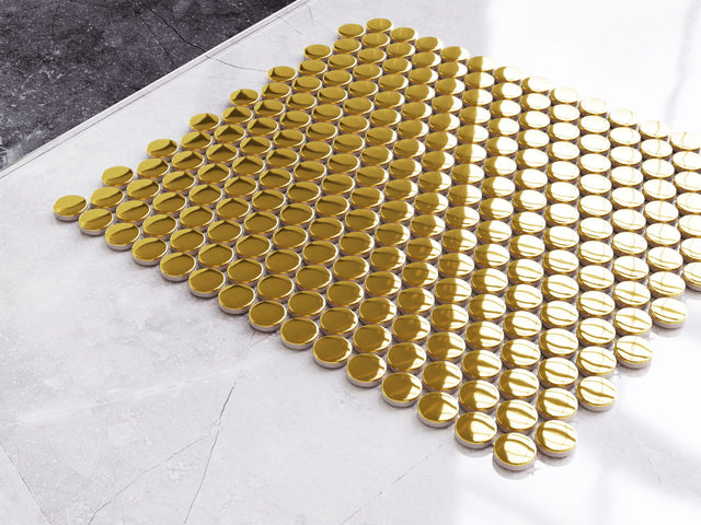 Mosaico in ceramica su rete per bagno o cucina 29.3 cm x 31.7 cm - Golden Drops