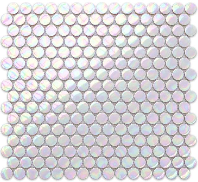 Mosaico in ceramica su rete per bagno o cucina 29.3 x 31.7 cm - White Bubles