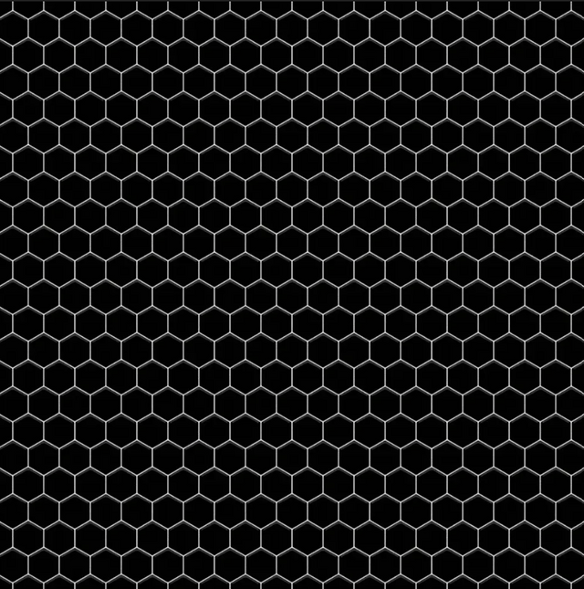 Mosaico in ceramica esagonale su rete per bagno o cucina 31,2 cm x 27 cm - Black Honey