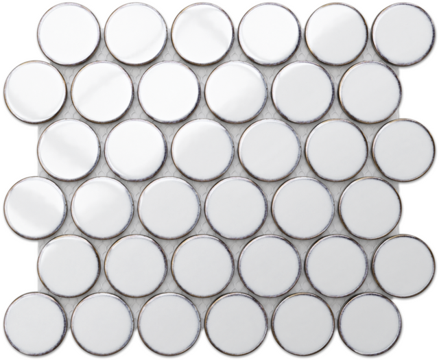 Mosaico in ceramica su rete per bagno o cucina 30.6 cm x 26.5 cm - White dots