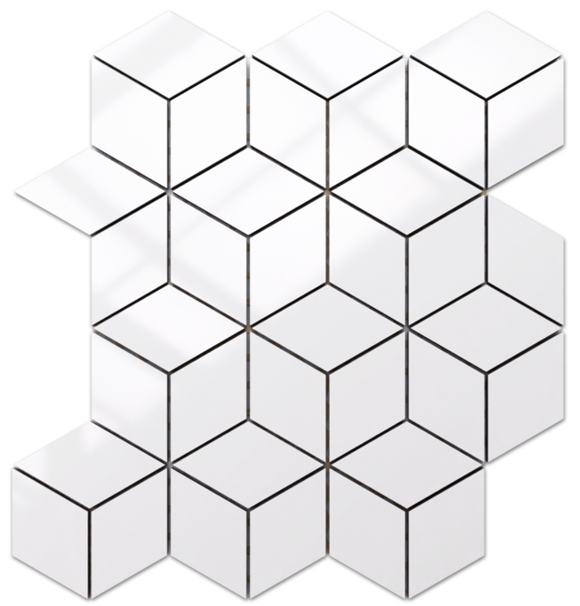 Stoneware mosaic on mesh for bathroom or kitchen 30.5 cm x 26.5 cm - Snowflake