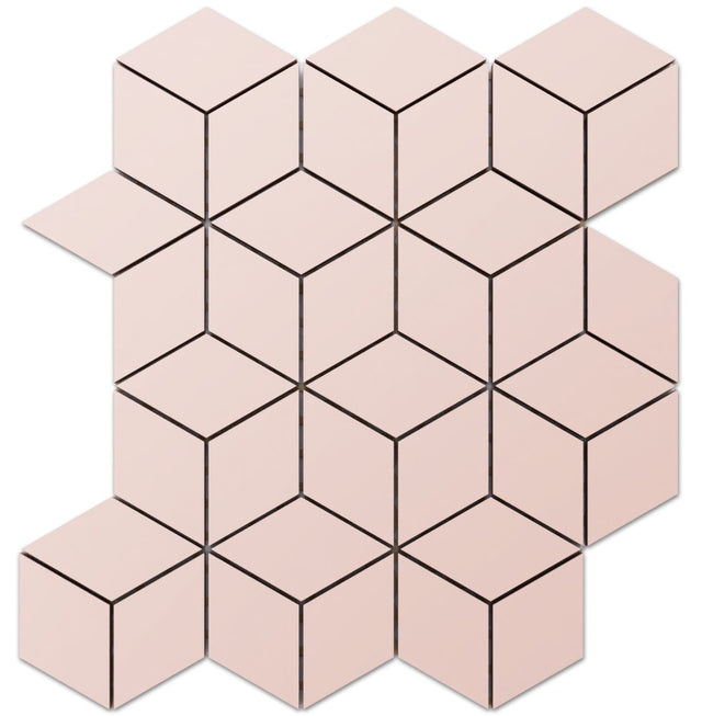 Mosaico in gres su rete per bagno o cucina 30.5 cm x 26.5 cm - Pink Diamond Romb