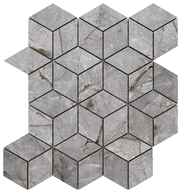Mosaic on mesh in porcelain stoneware for bathroom or kitchen 30.5 cm x 26.5 cm - Maple diamond